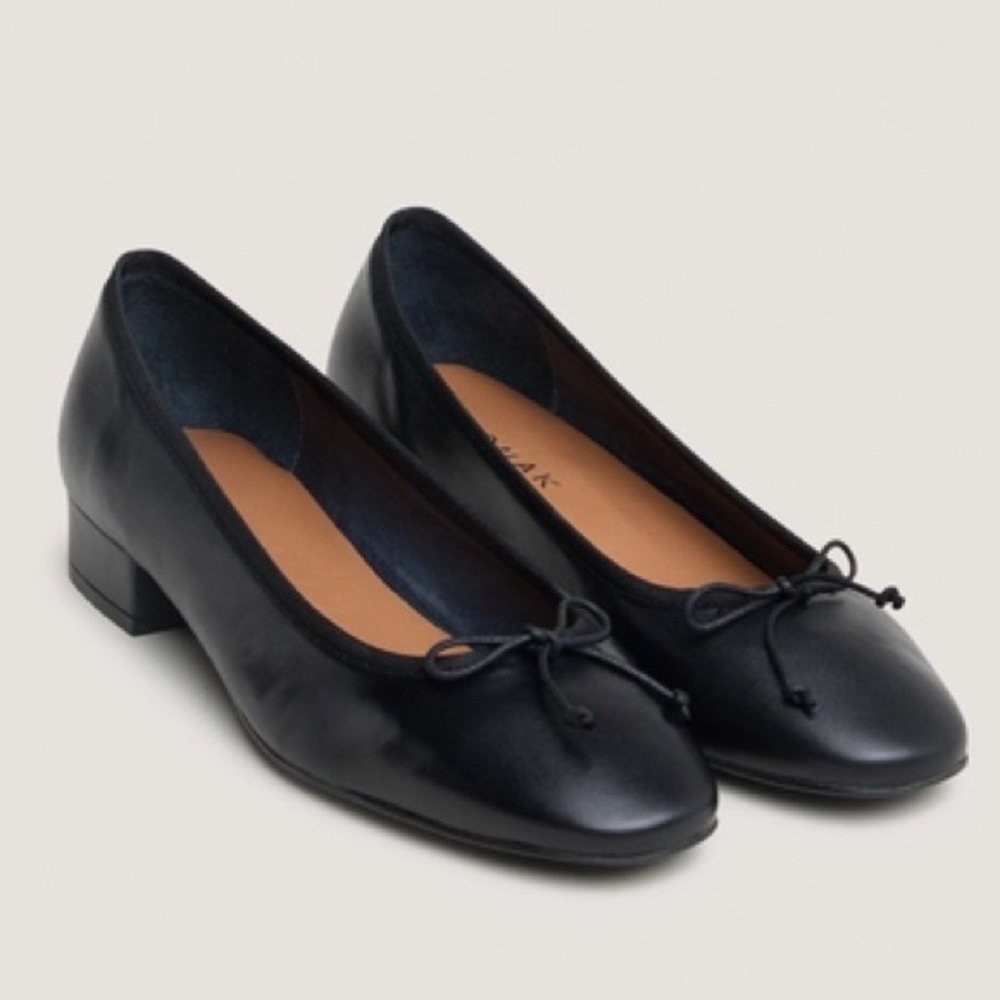 Jonak Black Leather Ballet Heels Size 38 EU
